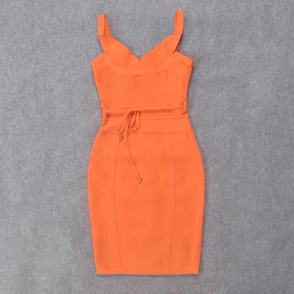 knee length dresses for ladies Apricot Orange Blake Bandage Maxi Dress